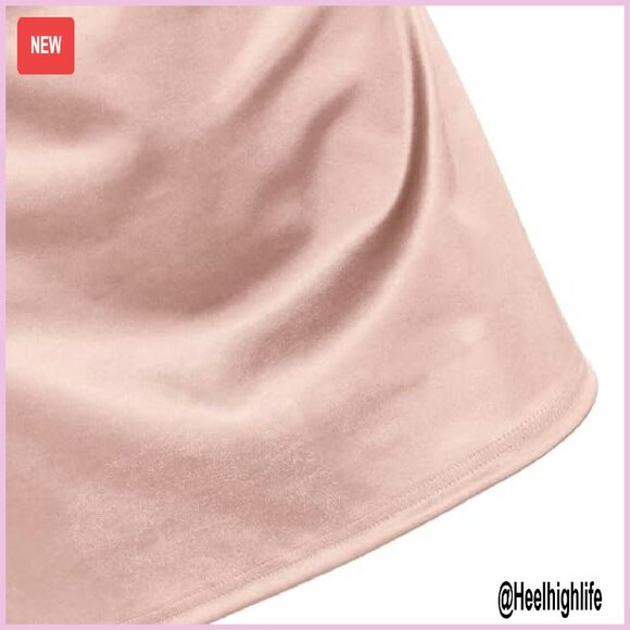 Satin Mini Dress Spaghetti Strap Cowl Neck Slip Cocktail Party - Picture 5 of 8